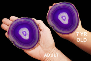 Purple Agate Geode Slice 4" to 5" Crown Chakra - Kidz Rocks