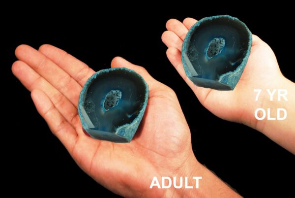 AGATE GEODE Blue 2 1/2" 4-7 Oz Polished Rock Geode Throat Chakra Crystal Stone Natural Mineral Specimen Reiki