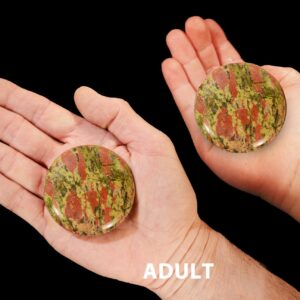 UNAKITE JASPER Palm Stone 2 1/2" Massage Polished Rock Mineral Heart Chakra Crystal   Stone Natural Specimen Reiki