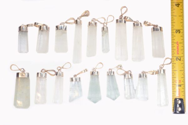 AQUAMARINE Crystal Necklace Pendant 1" Polished .925 Sterling Jewelry Precious Gemstone Rock Mineral Throat Chakra Reiki Stone - Image 3