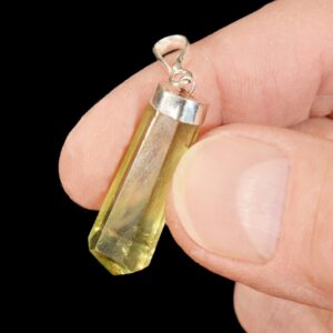 NATURAL CITRINE Crystal Necklace Pendant 1" Polished .925 Sterling Jewelry Lemon Raw Rock Mineral Solar Plexus Chakra Reiki Stone