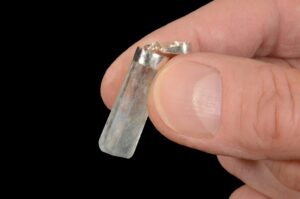 AQUAMARINE Crystal Necklace Pendant 1" Polished .925 Sterling Jewelry Precious Gemstone Rock Mineral Throat Chakra Reiki Stone