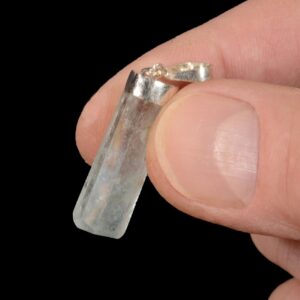 AQUAMARINE Crystal Necklace Pendant 1" Polished .925 Sterling Jewelry Precious Gemstone Rock Mineral Throat Chakra Reiki Stone