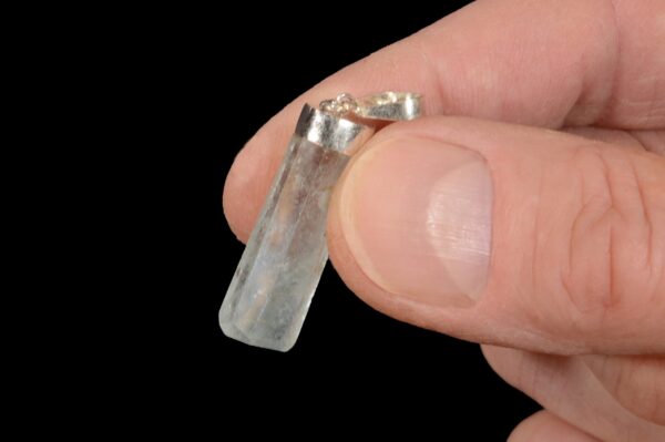 AQUAMARINE Crystal Necklace Pendant 1" Polished .925 Sterling Jewelry Precious Gemstone Rock Mineral Throat Chakra Reiki Stone