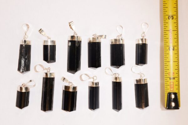 BLACK TOURMALINE Crystal Necklace Pendant 1" Rough .925 Sterling Jewelry Raw Rock Mineral Root Chakra Reiki Stone - Image 3
