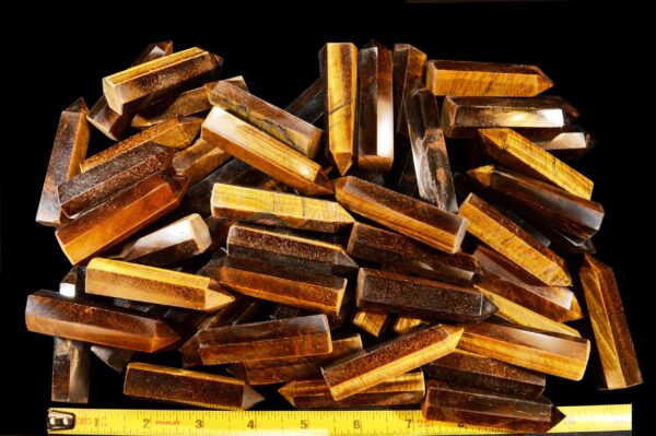 BROWN TIGERS EYE Point 2 3/4" Top Grade Polished Crystal Tower Wand Rock Mineral Solar Plexus Chakra Stone Natural Specimen Reiki - Image 4