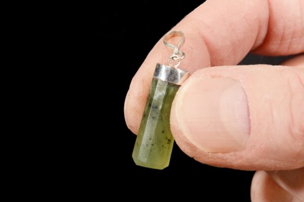 HYDROGROSSULAR GARNET Crystal Necklace Pendant 1 1/4" Polished .925 Sterling Jewelry Rock Mineral Heart Chakra Reiki Stone
