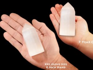 SATIN SPAR Crystal Point 4" x 1 1/2" 9 Oz A Grade Selenite Crystal Tower Polished Rock Mineral Crown Chakra Crystal Stone Reiki