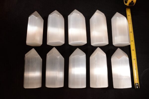 SATIN SPAR Crystal Point 4" x 1 1/2" 9 Oz A Grade Selenite Crystal Tower Polished Rock Mineral Crown Chakra Crystal Stone Reiki - Image 4
