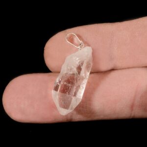 CLEAR QUARTZ Crystal Necklace Pendant 1" Raw Rock Mineral All Chakra Crystal Stone Natural Specimen Reiki
