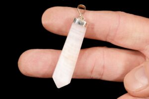 PINK CALCITE Crystal Necklace Pendant 2 1/2" Polished .925 Sterling Jewelry Rock Mineral Heart Chakra Reiki Stone