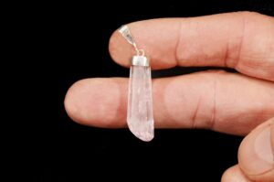 KUNZITE Crystal Necklace Pendant 2" Rough .925 Sterling Jewelry Rock Mineral Raw Heart Chakra Reiki Genuine Natural Gemstone