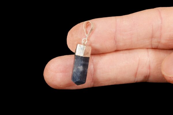 SAPPHIRE Crystal Necklace Pendant 3/4" Polished .925 Sterling Jewelry Rock Mineral Throat Chakra Reiki Stonex