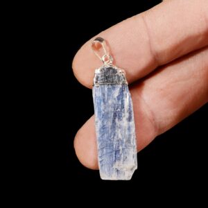 BLUE KYANITE Pendant 1 1/4" Jewelry Necklace Sterling Raw Rock Mineral Throat Chakra Crystal Stone Rough Natural Specimen Reiki