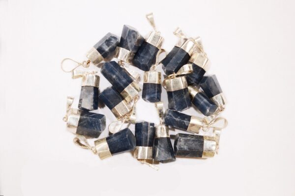 SAPPHIRE Crystal Necklace Pendant 3/4" Polished .925 Sterling Jewelry Rock Mineral Throat Chakra Reiki Stonex - Image 2