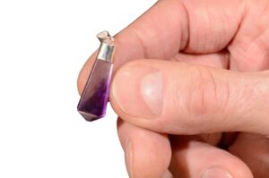 PURPLE FLUORITE Crystal Necklace Pendant 1 1/4" Polished .925 Sterling Jewelry Rock Mineral Third Eye Chakra Reiki Stone
